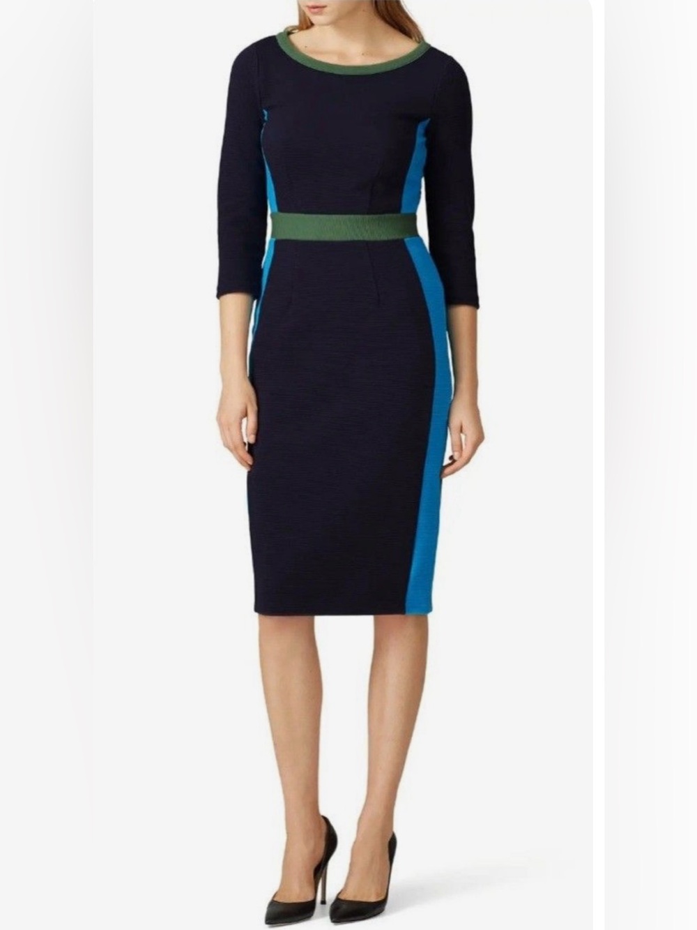 Boden Blue Leah Ottoman Knit 3/4 Sleeve Midi Dress Size 8R